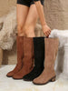 Fall/Winter 2025 Match With Black Skirt,Plus Size Women's Suede Brown Knee High Boots With Side Zipper, Thick Heel